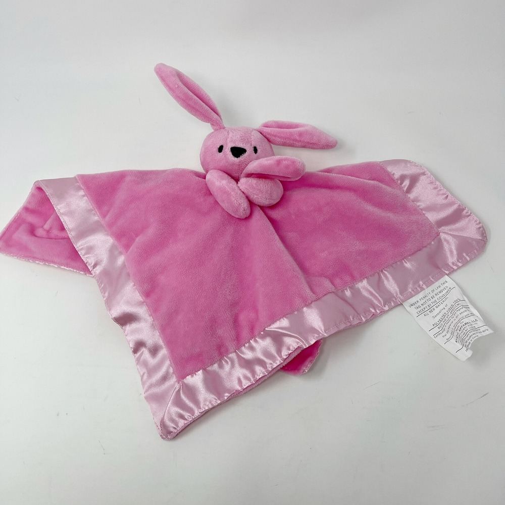Bunny rabbit pink Baby Security Blanket Lovey‎ satin trim Mystic Apparel